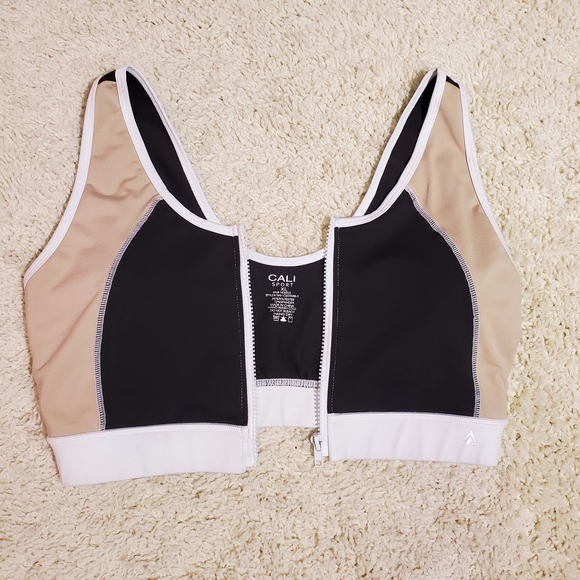 2 Pc CALI SPORT Women Athletic Shorts Sports Bra Top Black Tan White BUNDLE - Picture 6 of 16